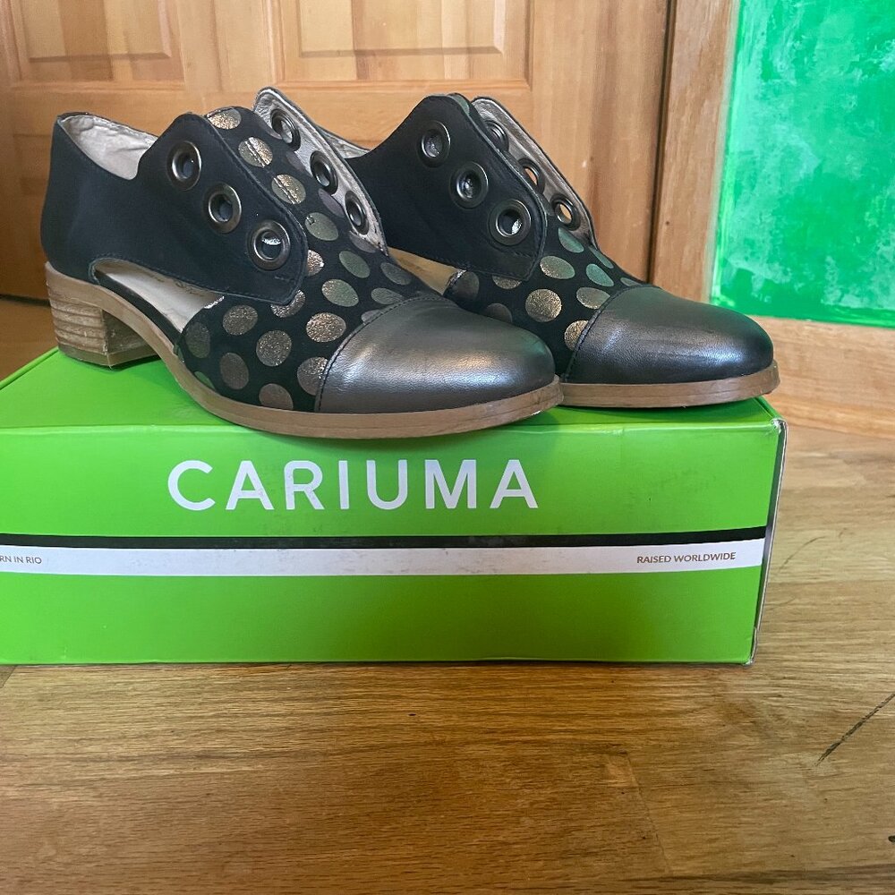 Unity In Diversity Valley Cap-Toe Open-Side Loafers, Black with Silver sz 40